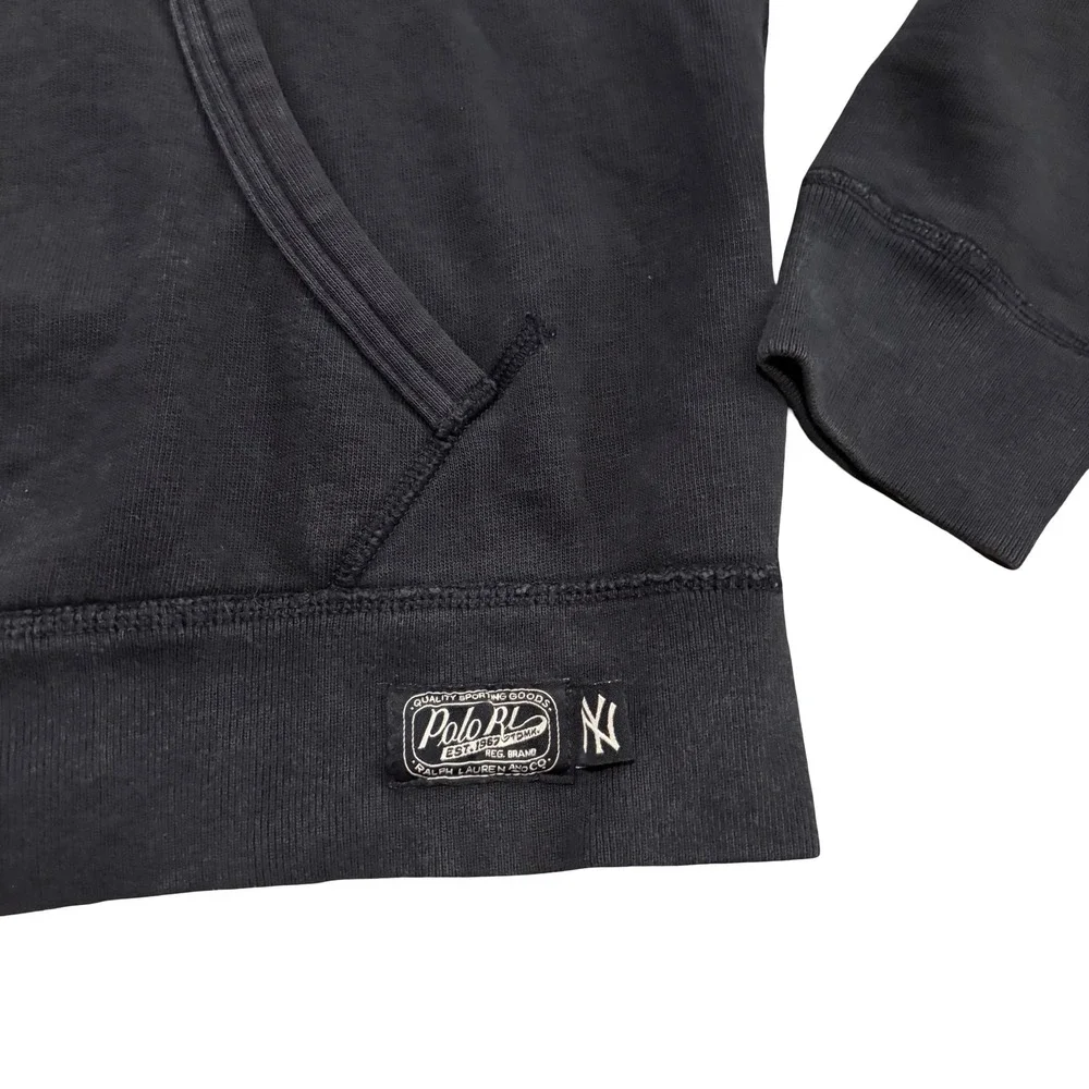 Polo Ralph Lauren x MLB NY Yankees Navy Blue Chenille Patch Hoodie Mens Small